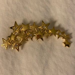 Vintage Stars Cluster Brooch Gold Tone & Rhinestone